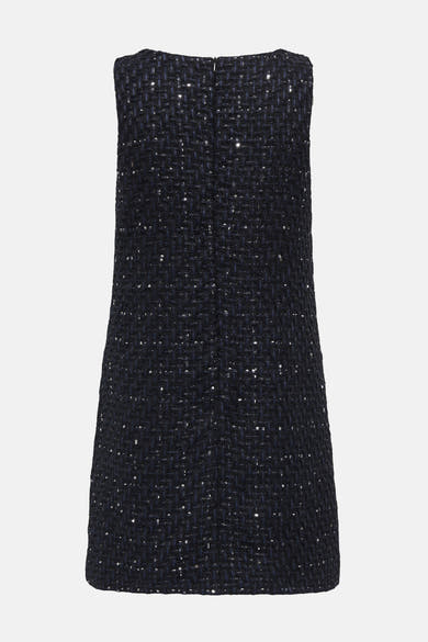 Robe noire de ONLY®, en tweed avec détails scintillants, vue de dos.