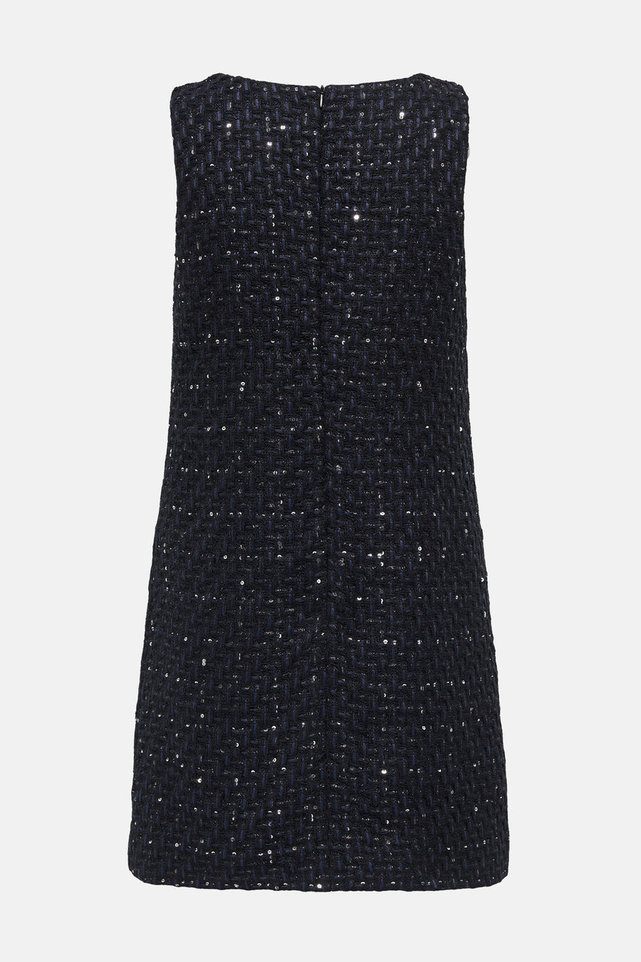 Robe noire de ONLY®, en tweed avec détails scintillants, vue de dos.