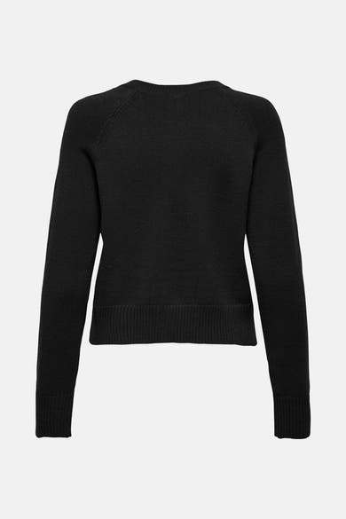 Cardigan noir de ONLY, en tricot uni à manches longues et coupe ajustée.
