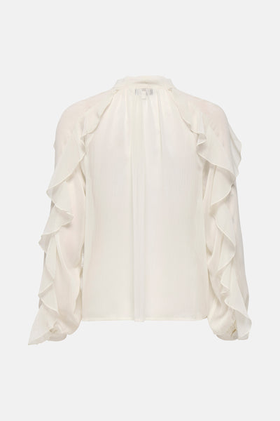 Ecru blouse met lange mouwen van ONLY®, met decoratieve ruches op de mouwen en de bovenkant van de rug.