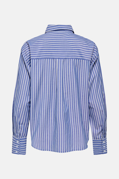 Blauw gestreept overhemd met lange mouwen van ONLY®, achterkant met knoopmanchetten