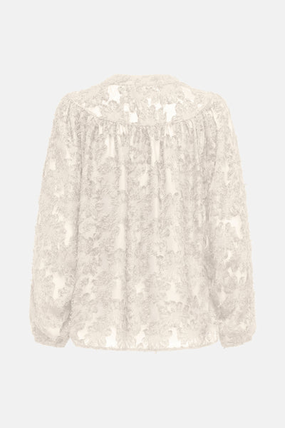Ecru blouse met lange mouwen van ONLY®, met all-over reliëf bloemenpatroon.