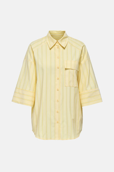 Gele blouse met lange mouwen van JDY, met verticale strepen en borstzak.
