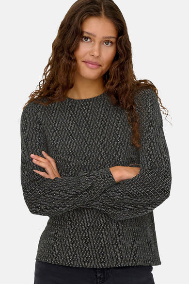 Zwarte blouse met lange mouwen van ONLY®, met een subtiel geometrisch patroon en glinsterende details.