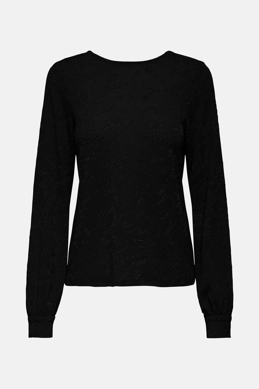 Zwarte blouse met lange mouwen van ONLY, met een subtiel textuurpatroon.