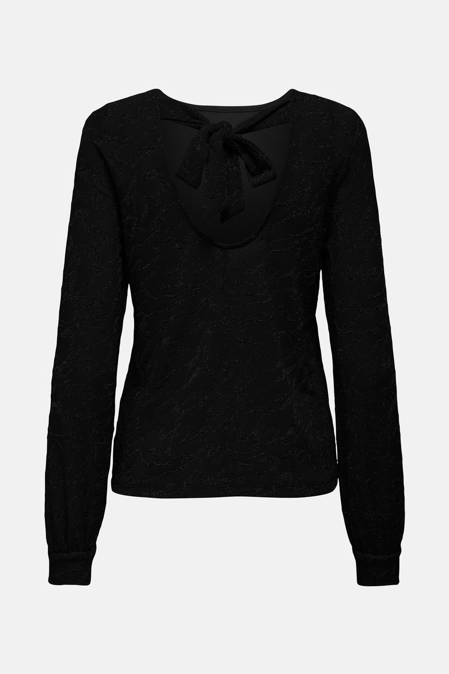 Zwarte blouse met lange mouwen van ONLY, met strikdetail op de rug.