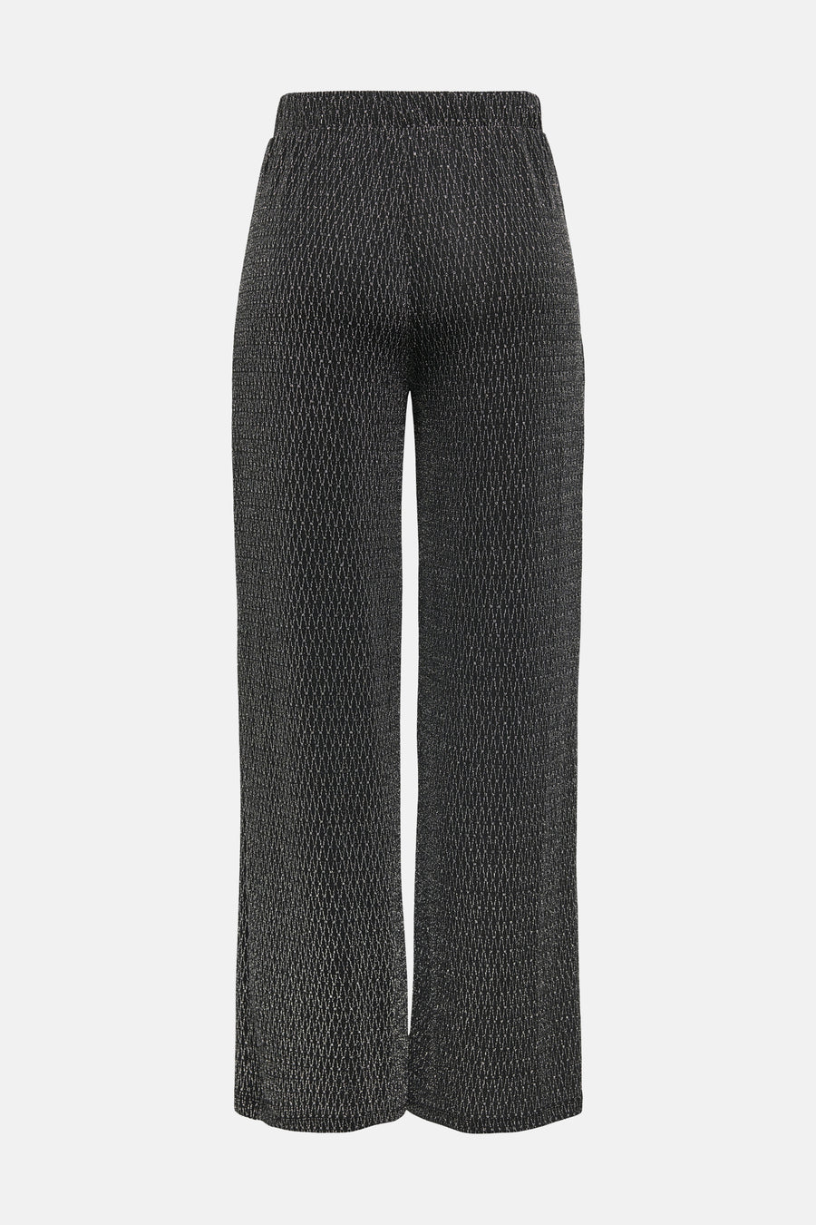 Zwarte broek van ONLY, met glinsterend geometrisch patroon, met elastische tailleband.