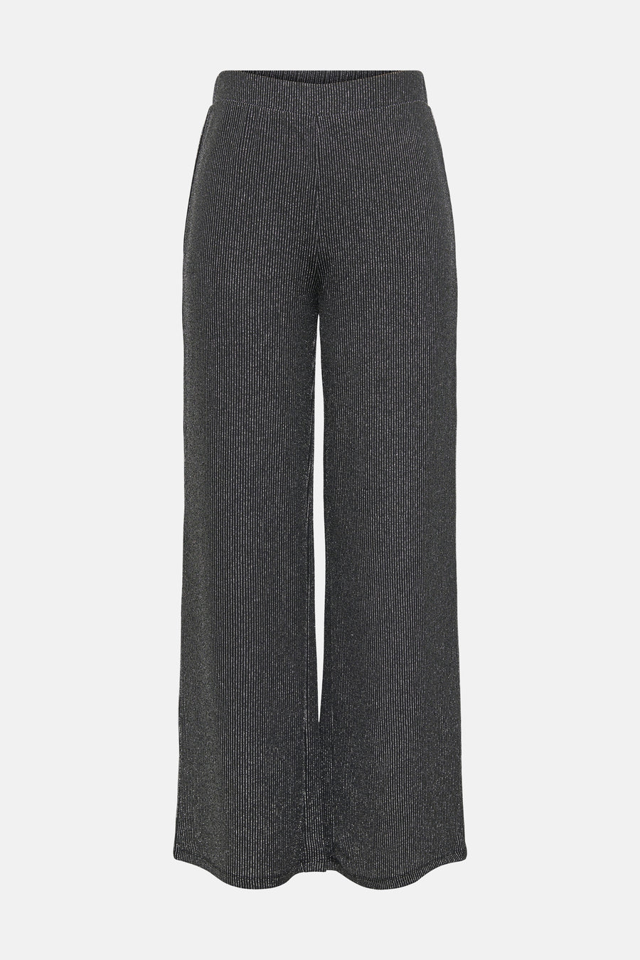 Zwarte broek met glinsterende strepen van ONLY, losse en vloeiende pasvorm.