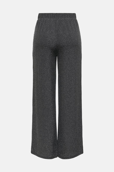 Zwarte broek met glinsterende strepen van ONLY, losse pasvorm en elastische tailleband.