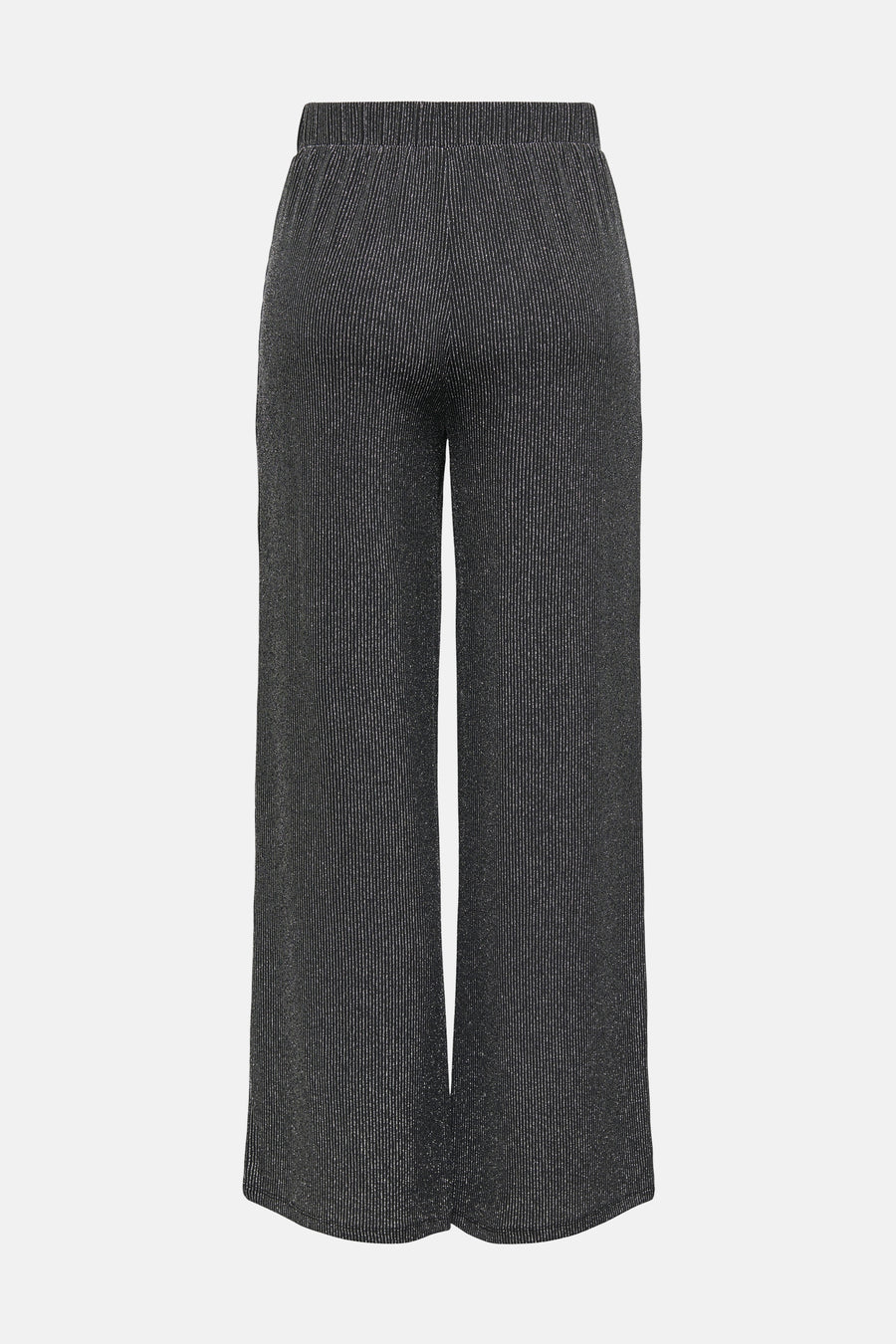 Zwarte broek met glinsterende strepen van ONLY, losse pasvorm en elastische tailleband.