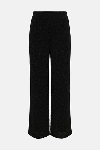 Zwarte textuur broek van ONLY, losse pasvorm en wijde pijpen.