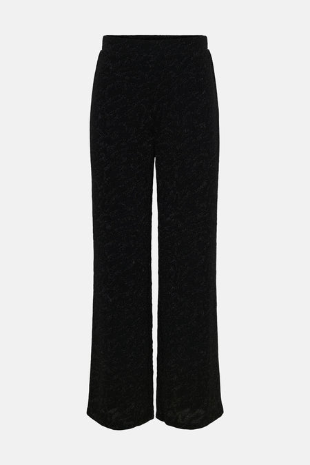 Zwarte textuur broek van ONLY, losse pasvorm en wijde pijpen.