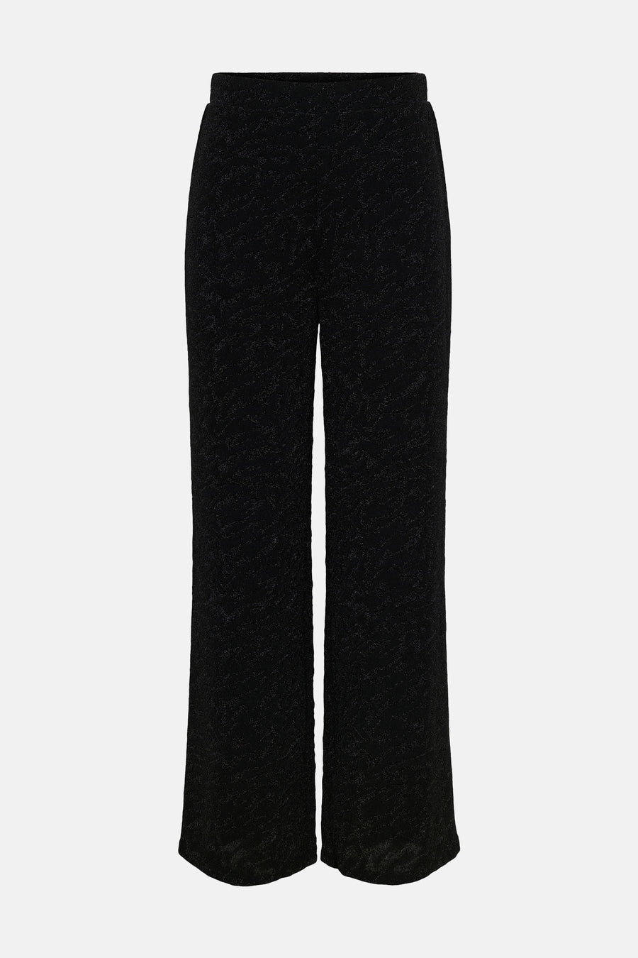 Zwarte textuur broek van ONLY, losse pasvorm en wijde pijpen.