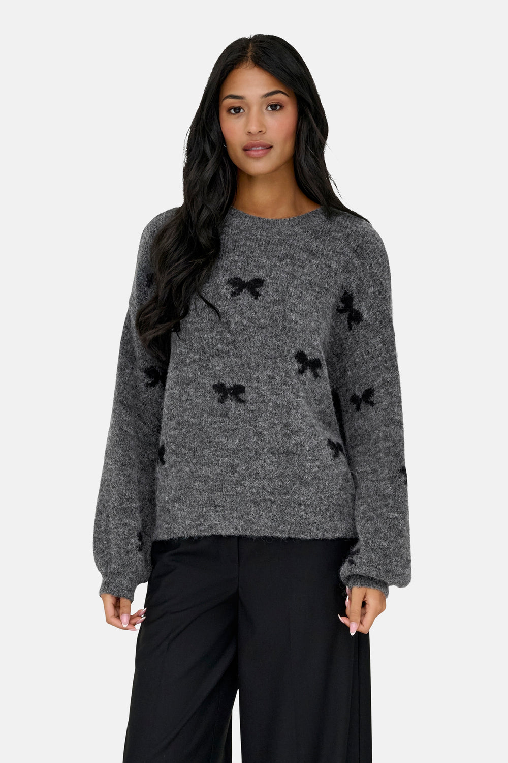 Pull met ronde hals - grijs