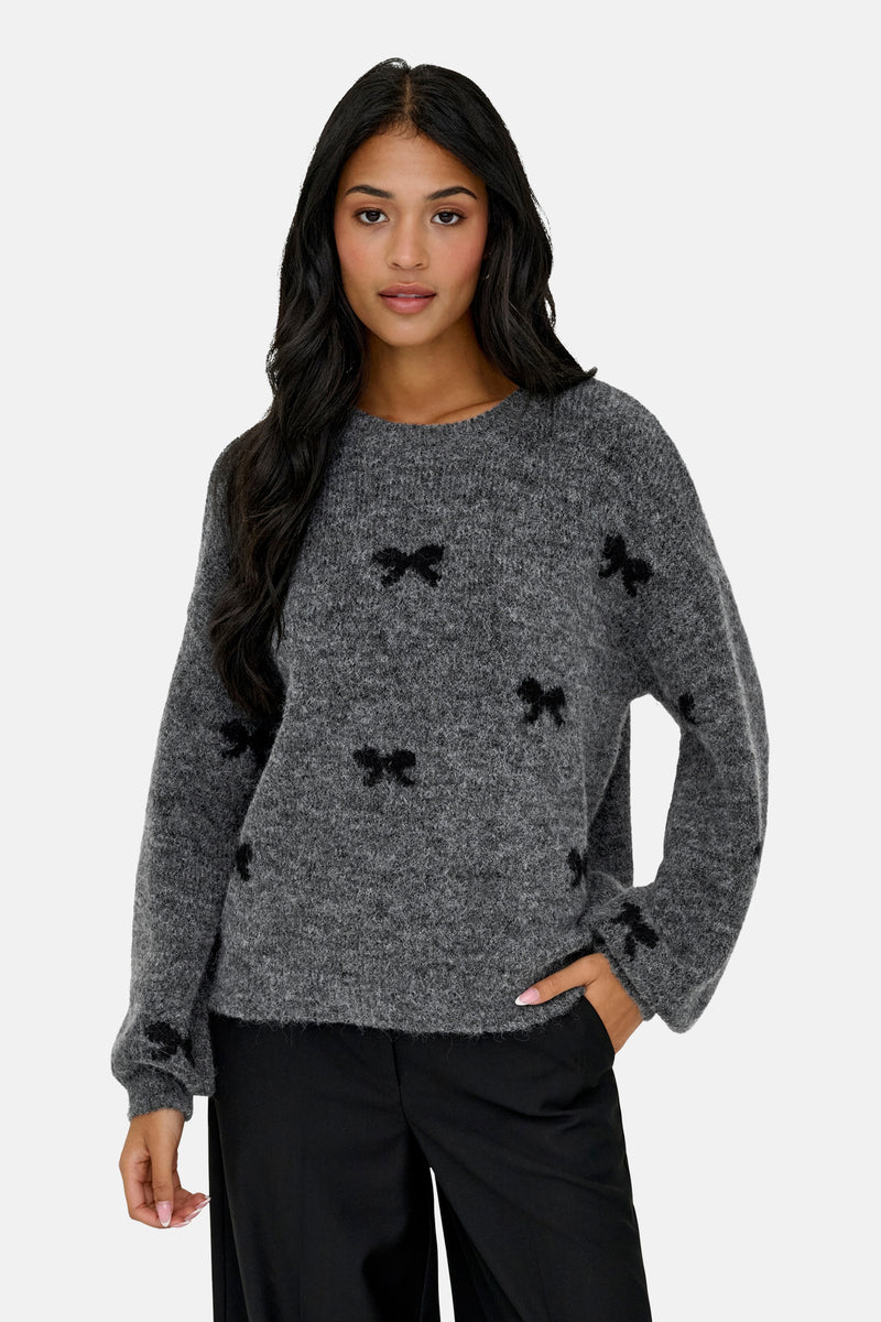 Pull met ronde hals - grijs