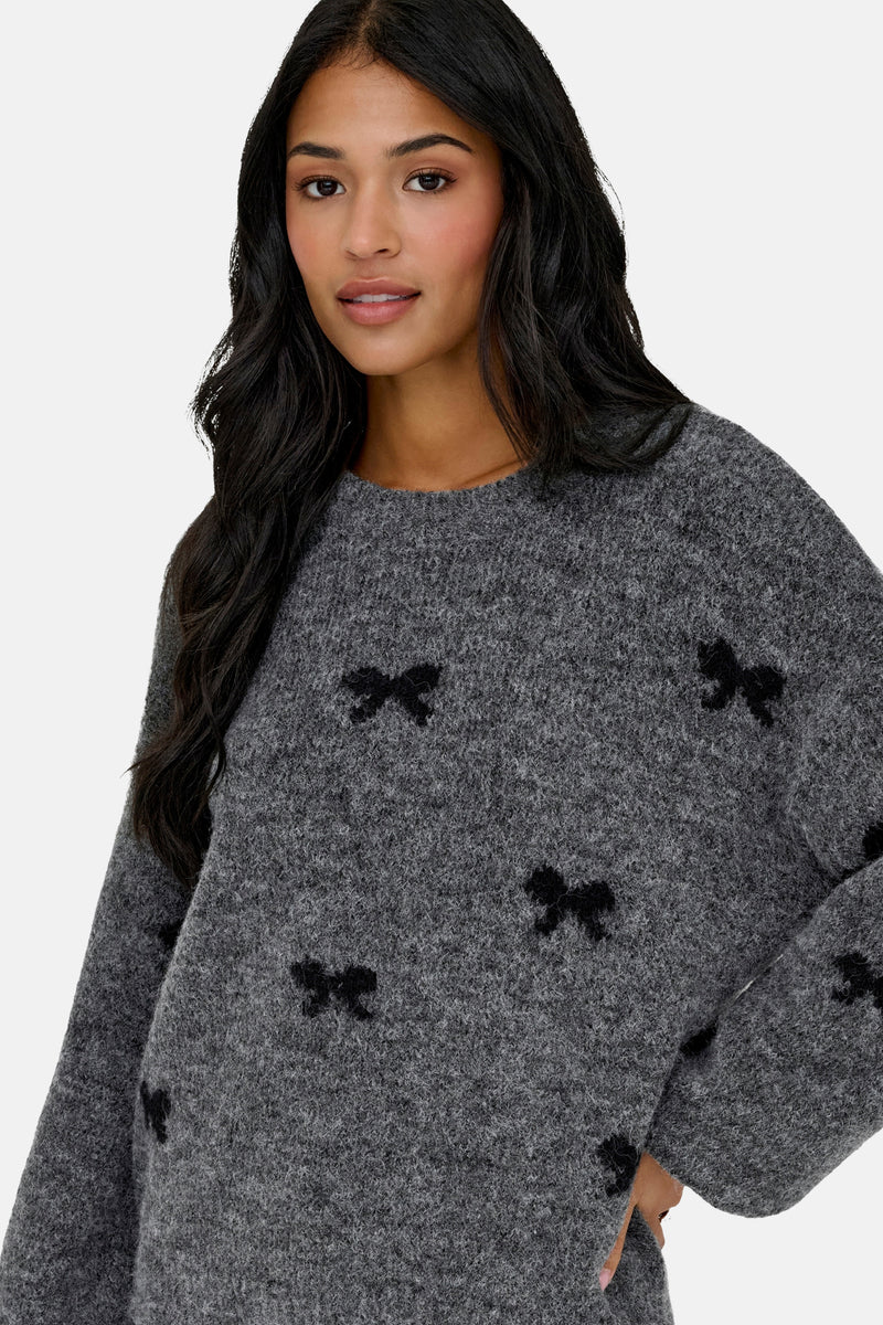 Pull met ronde hals - grijs