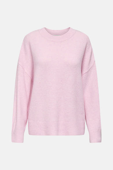 Pull rose à col rond de JDY, en maille douce et texturée, avec des manches longues.