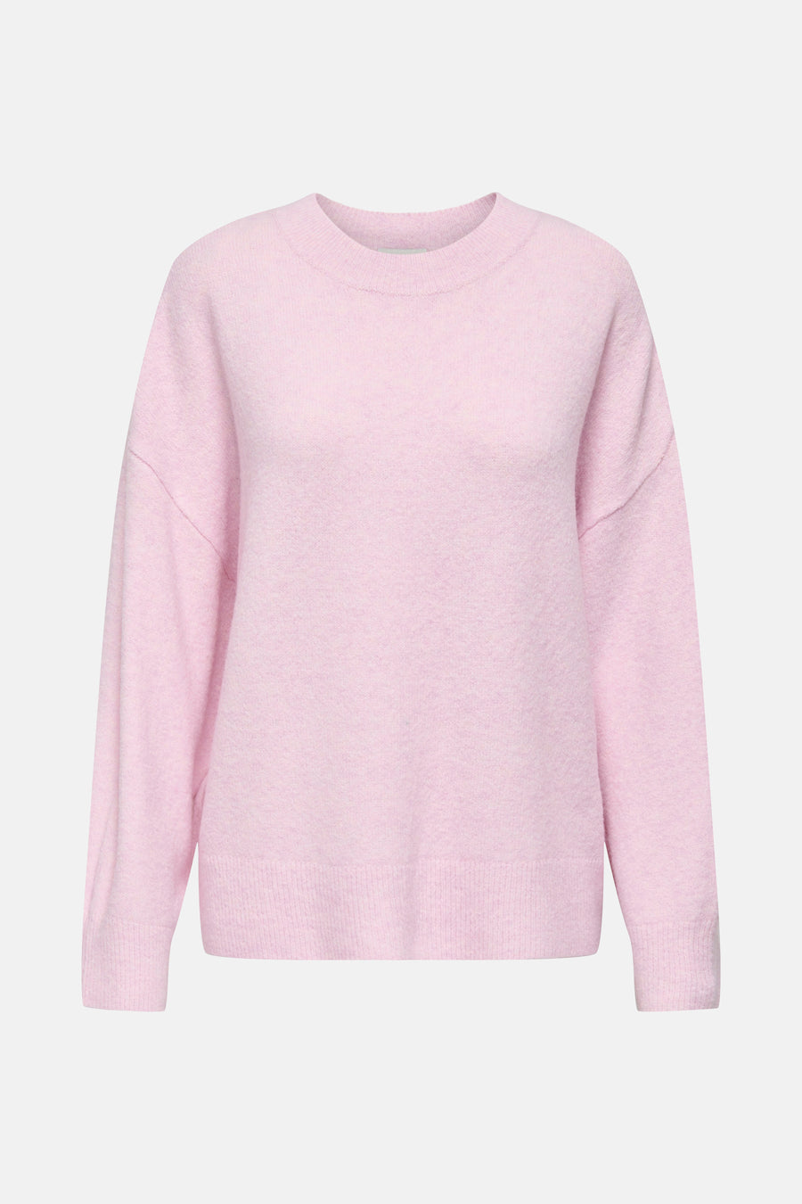 Pull rose à col rond de JDY, en maille douce et texturée, avec des manches longues.