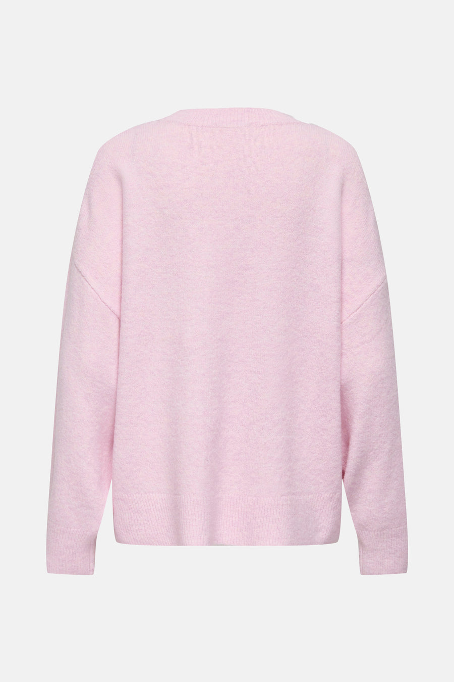 Pull à col rond rose de JDY, en maille duveteuse, manches longues et coupe décontractée.