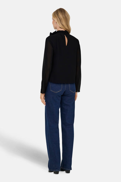 JDYNOMI L/S HIGH NECK ROSE TOP WVN