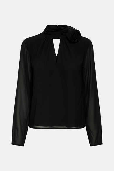 JDYNOMI L/S HIGH NECK ROSE TOP WVN