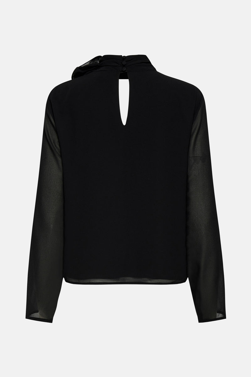 JDYNOMI L/S HIGH NECK ROSE TOP WVN