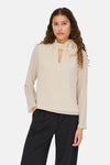 JDYNOMI L/S HIGH NECK ROSE TOP WVN