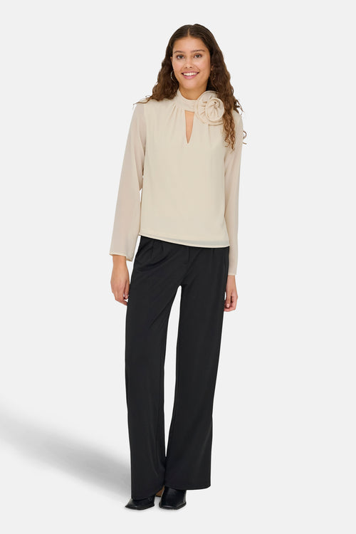 JDYNOMI L/S HIGH NECK ROSE TOP WVN