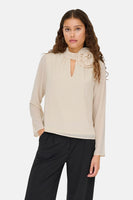 JDYNOMI L/S HIGH NECK ROSE TOP WVN