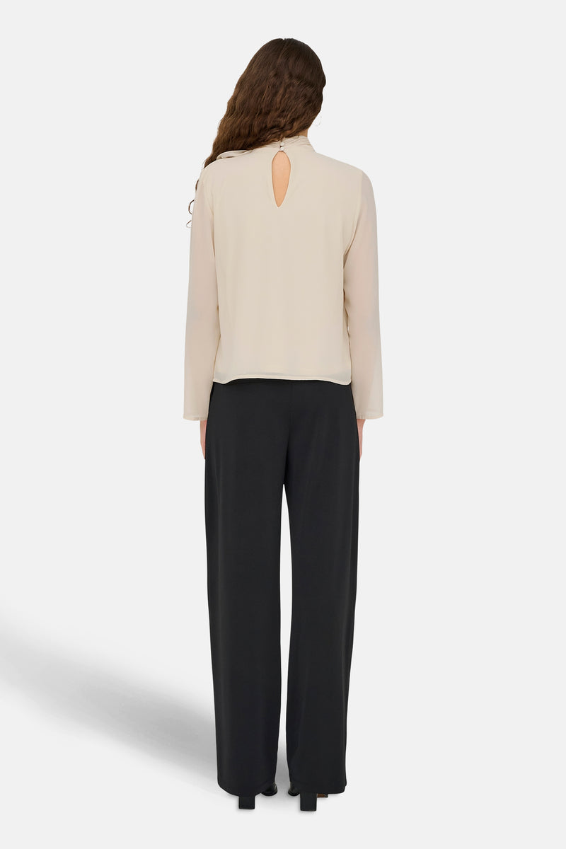 JDYNOMI L/S HIGH NECK ROSE TOP WVN