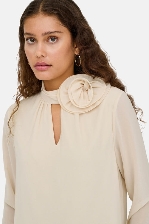 JDYNOMI L/S HIGH NECK ROSE TOP WVN