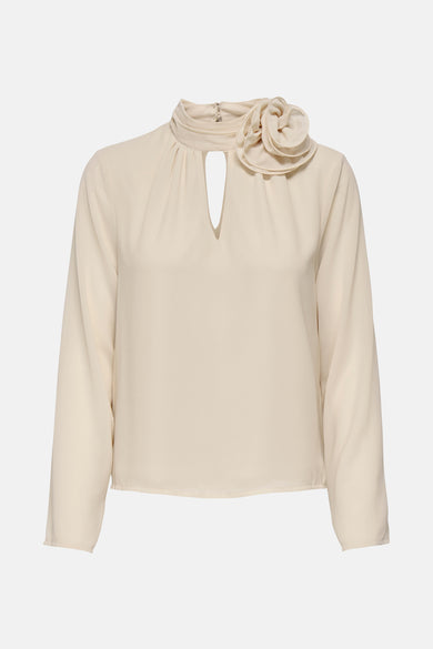 JDYNOMI L/S HIGH NECK ROSE TOP WVN