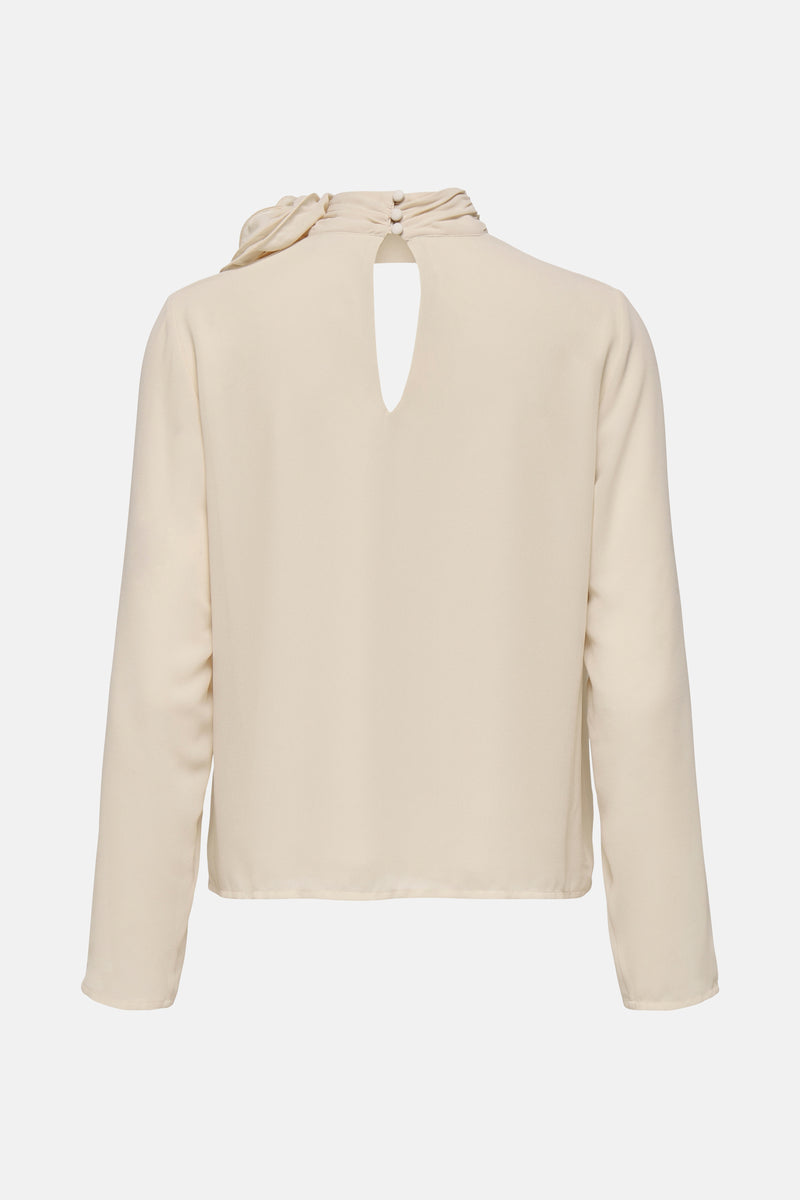 JDYNOMI L/S HIGH NECK ROSE TOP WVN