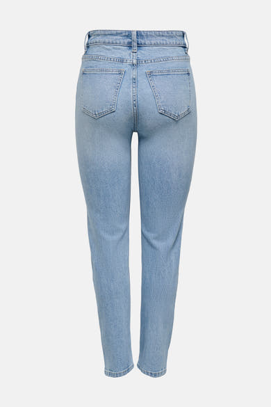 Lichtblauwe mom jeans van ONLY, met achterzakken en een rechte pasvorm.