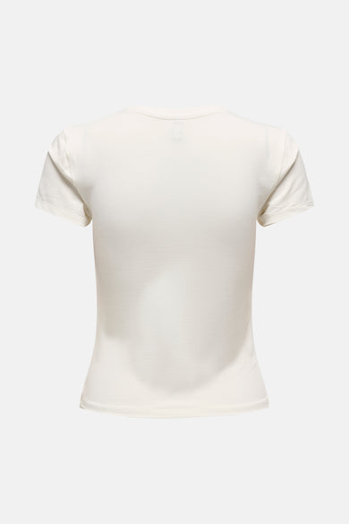 T-shirt écru à manches courtes de ONLY, uni sur fond neutre.