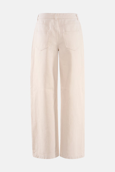 Jean coloré beige de JDY, coupe ample, avec poches arrière visibles.
