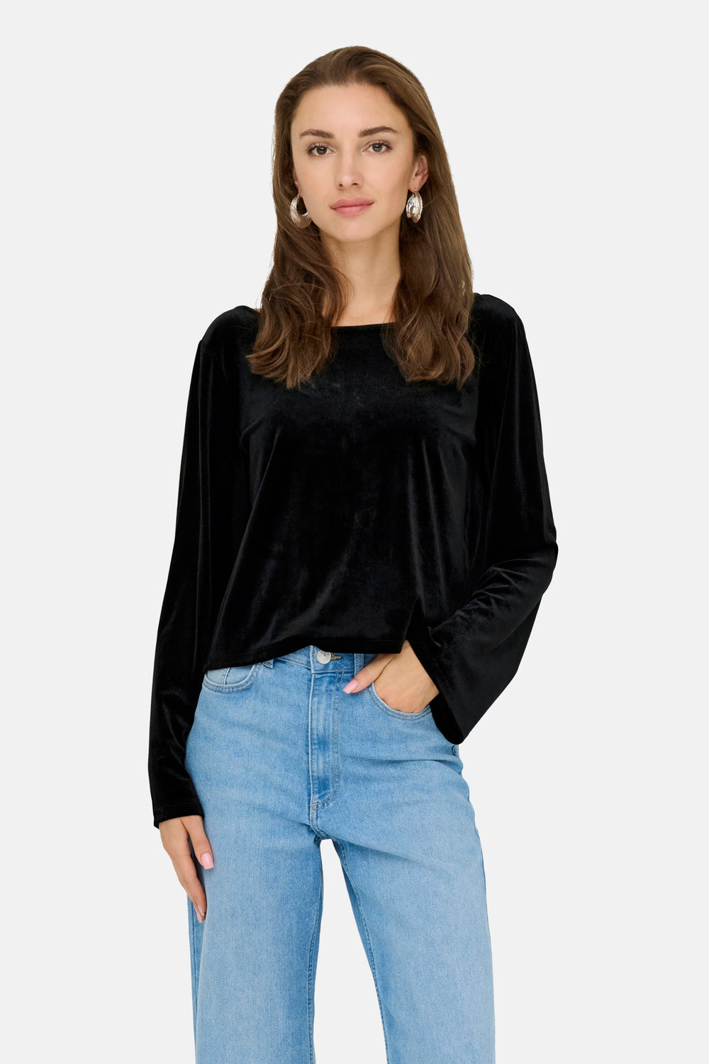 JDYVICTORY L/S VELVET BOW TOP JRS