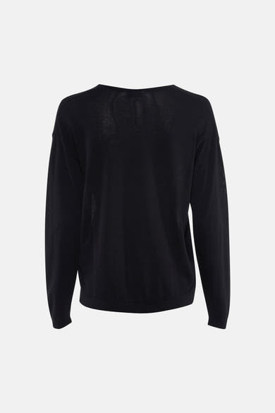Pull à col en V noir de JDY, vue arrière sur fond uni.