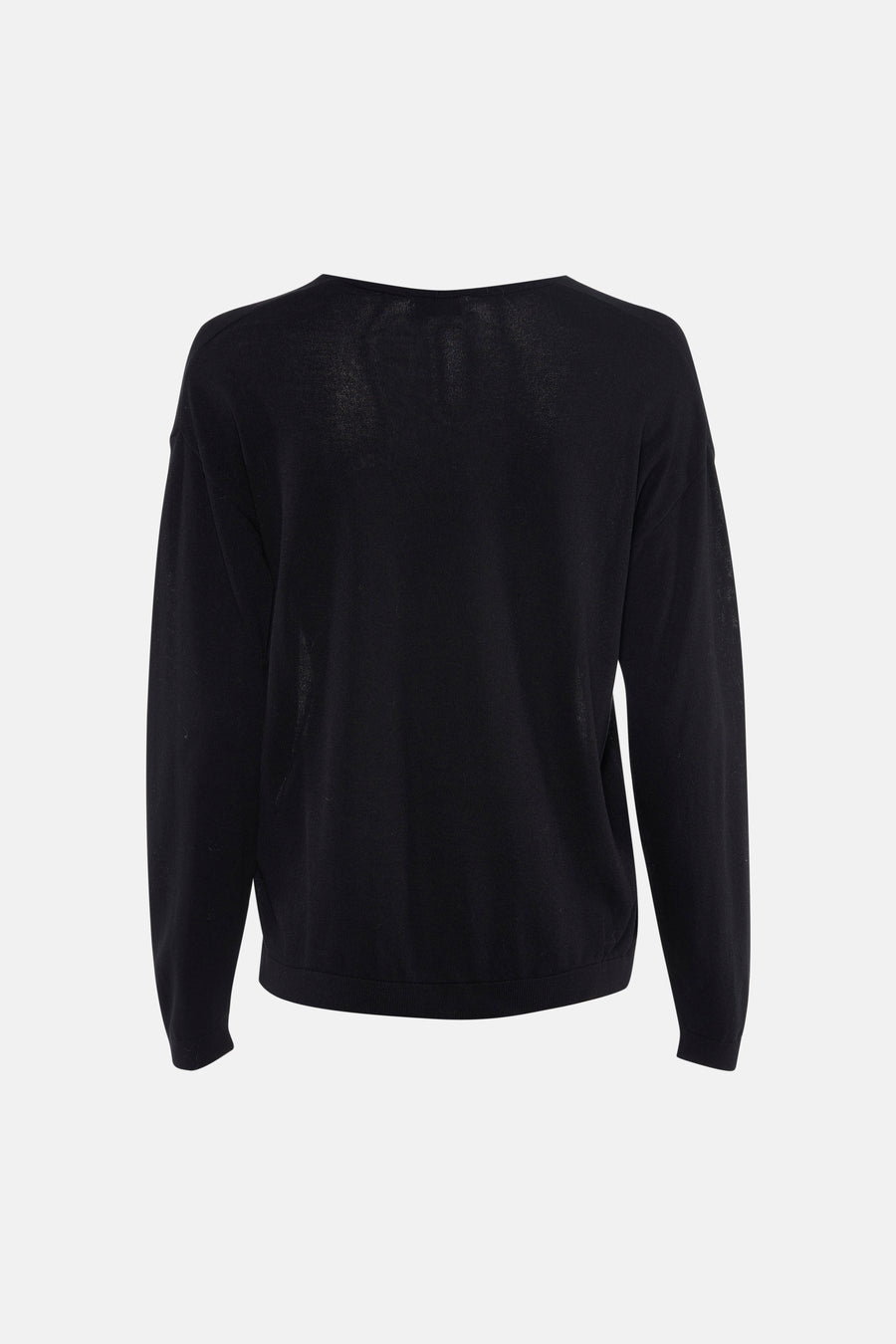 Pull à col en V noir de JDY, vue arrière sur fond uni.
