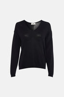 Pull met V-hals - zwart