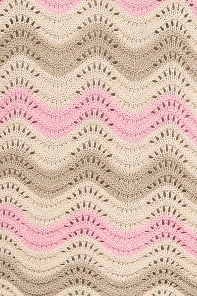 Pull à col rond multicolore de ONLY®, avec motif ondulé texturé et détails ajourés.
