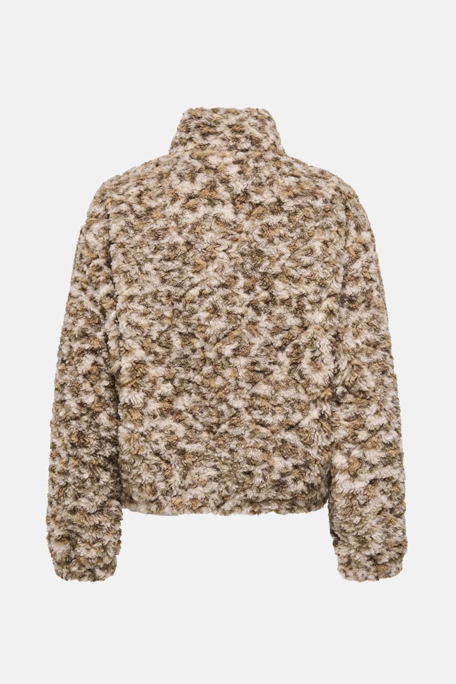 Korte beige jas van ONLY, van getextureerd imitatiebont met een opstaande kraag.