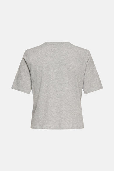 Grijze T-shirt met korte mouwen van ONLY, van gemêleerd tricot, relaxte pasvorm.