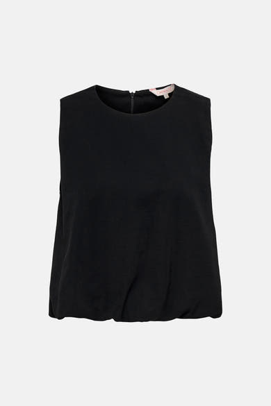Top noir de ONLY® sans manches, coupe ample avec ourlet élastiqué et fermeture éclair au dos.