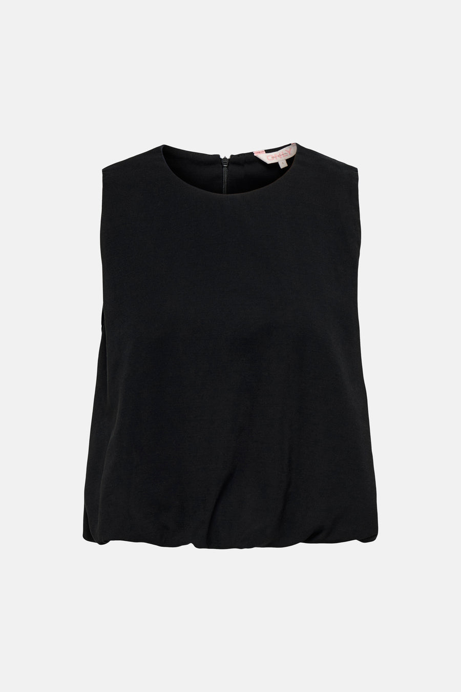 Top noir de ONLY® sans manches, coupe ample avec ourlet élastiqué et fermeture éclair au dos.