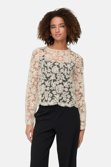 T-shirt met lange mouwen - ecru