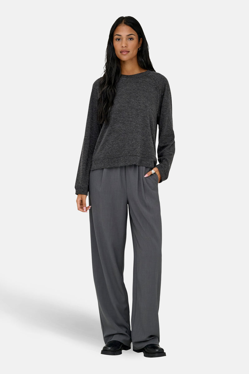 Pull met ronde hals - grijs