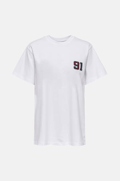 Wit T-shirt met korte mouwen van ONLY, met de tekst "Touchdown 91 Arizona Phoenix" op de rug.