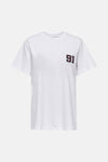 Wit T-shirt met korte mouwen van ONLY, met de tekst "Touchdown 91 Arizona Phoenix" op de rug.