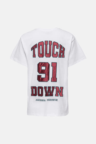 T-shirt à manches courtes blanc de ONLY, avec inscription « Touchdown 91 Arizona Phoenix » au dos.